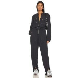 ONE TEASPOON‎ Dark Romance Gray Utility Jumpsuit Cargo Pockets Belted XS